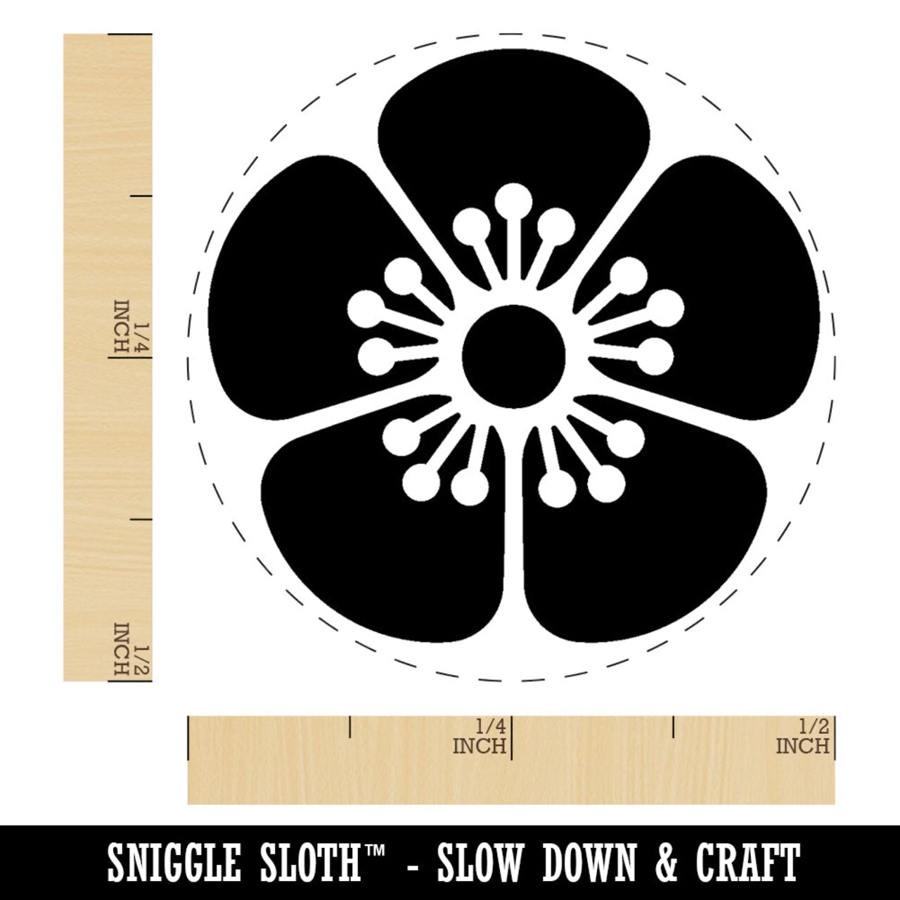 Single Cherry Blossom Flower Rubber Stamp for Stamping Crafting Planners
